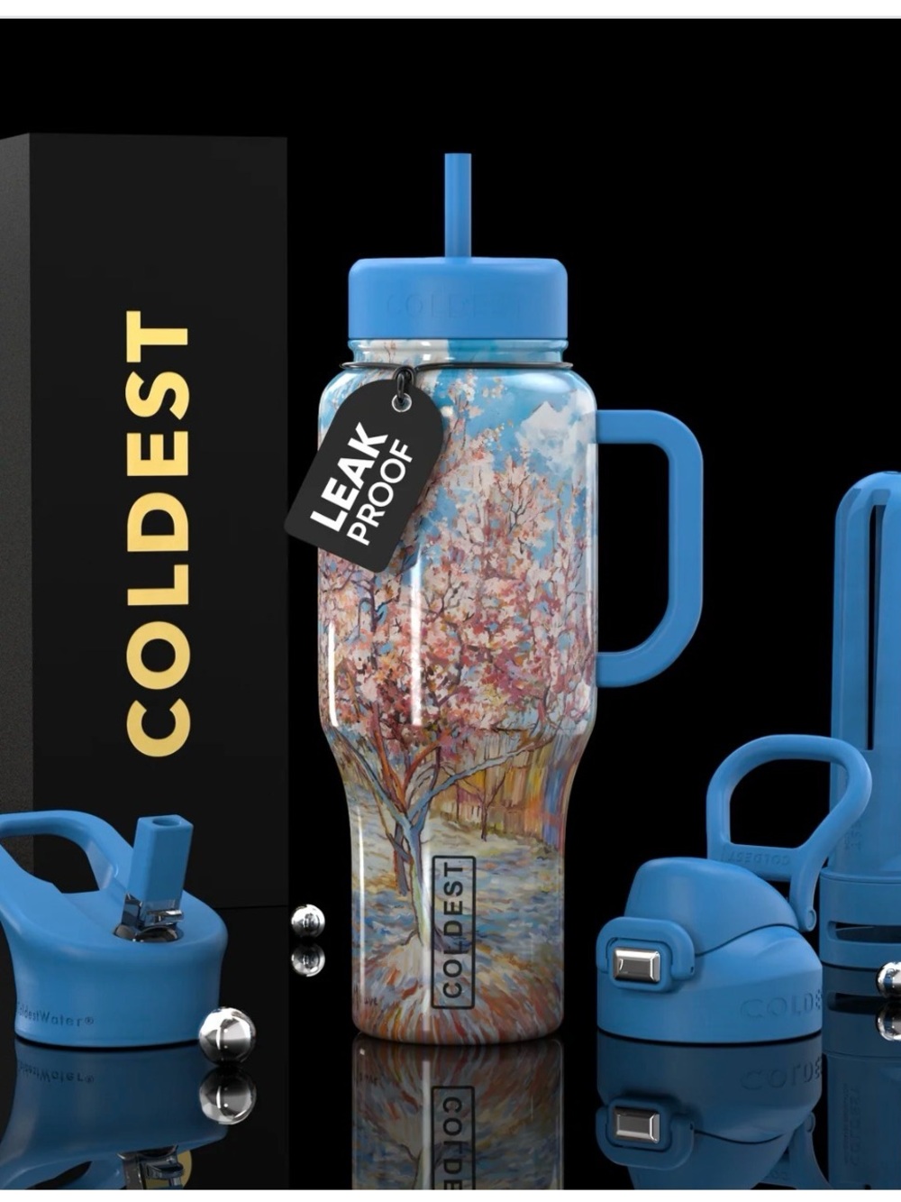 COLDEST Limitless Bottle - Pink Peach Tree Design (Blue Lid)